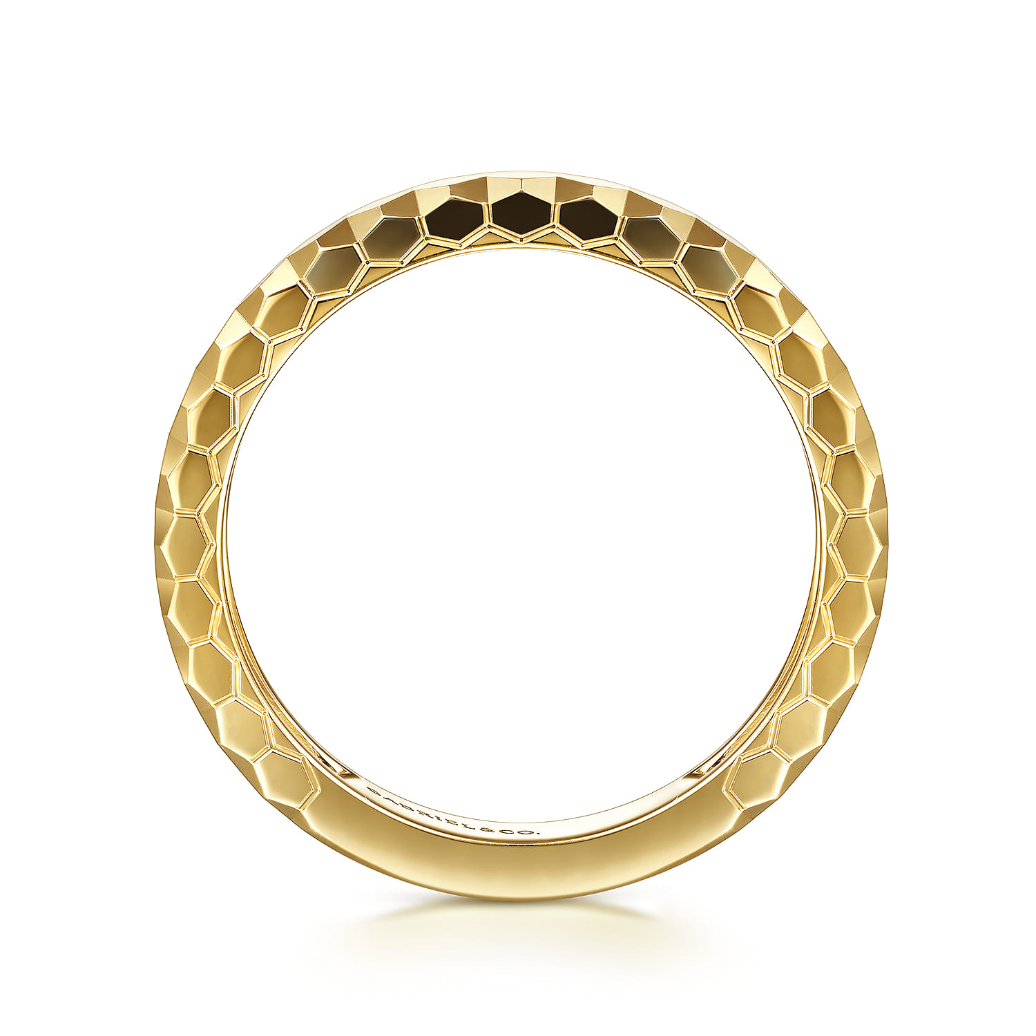 14K Yellow Gold Ring Hexagon Stackable Ring - Shot 2