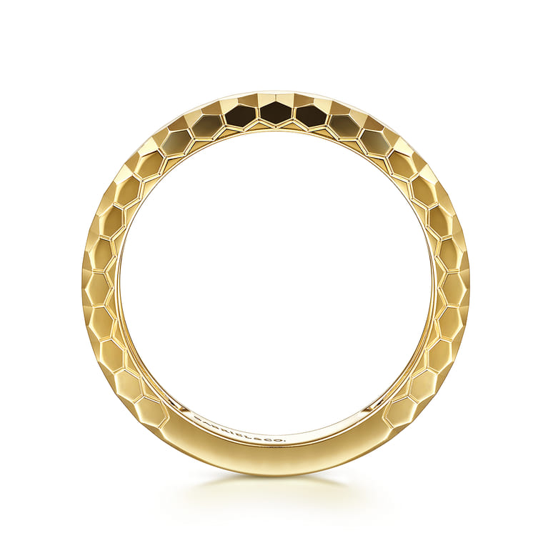 14K Yellow Gold Ring Hexagon Stackable Ring - Shot 2