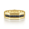 14K Yellow Gold Ring with Black Diamond Inlay in High Polished Finish - 0.28 ct