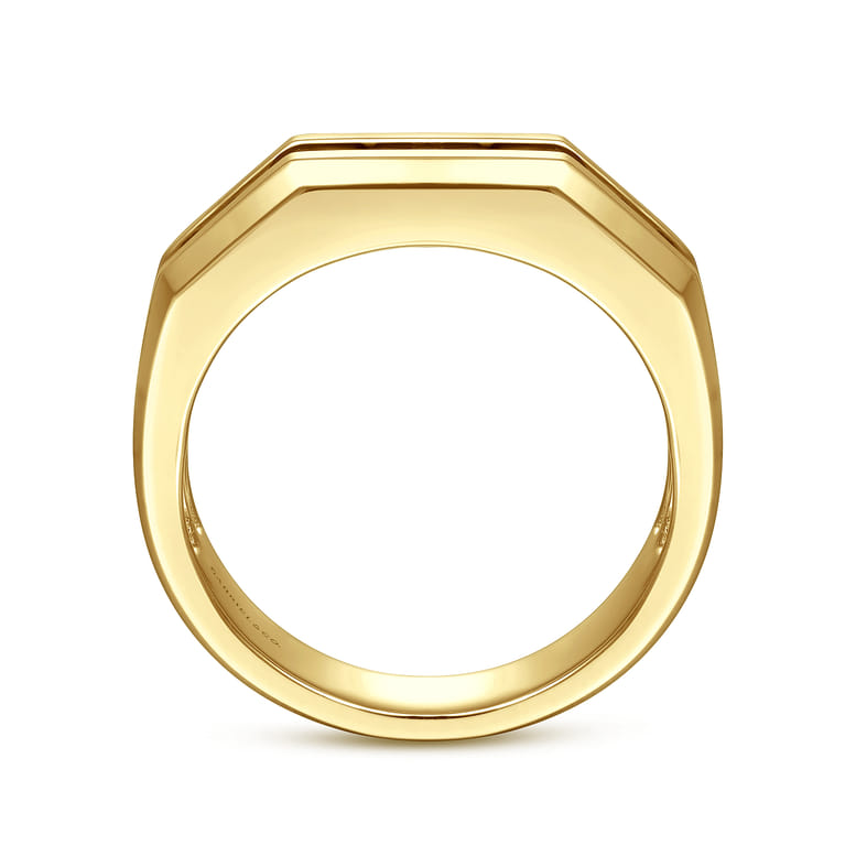 14K Yellow Gold Ring with Black Diamond Inlay in High Polished Finish - 0.28 ct - Shot 2