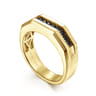 14K Yellow Gold Ring with Black Diamond Inlay in High Polished Finish - 0.28 ct