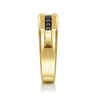 14K Yellow Gold Ring with Black Diamond Inlay in High Polished Finish - 0.28 ct