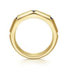14K Yellow Gold Ring with Princess Cut Sapphire B quality Stations in East West Brush Finish