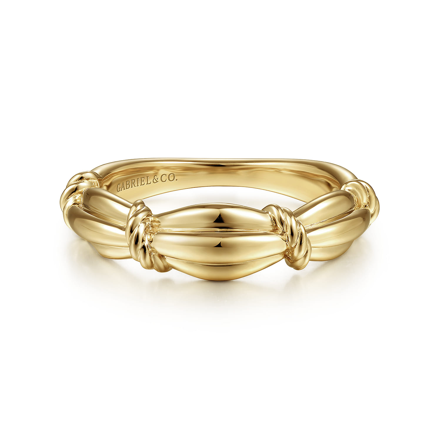 14K Yellow Gold Ring with Twisted Rope Stations - Shot 1