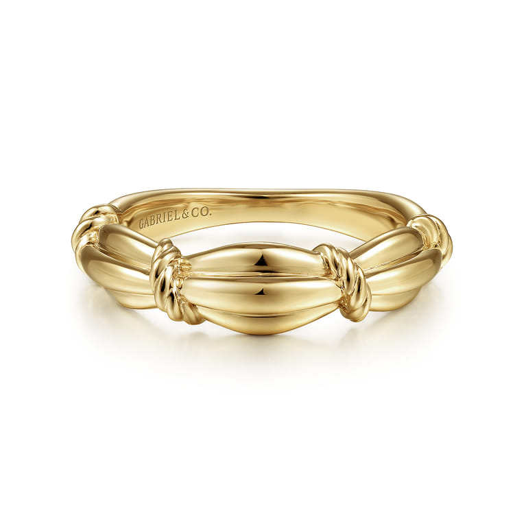 14K Yellow Gold Ring with Twisted Rope Stations - Shot 1