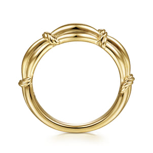 14K Yellow Gold Ring with Twisted Rope Stations