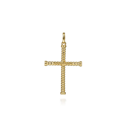 14K Yellow Gold Rope Cross Pendant