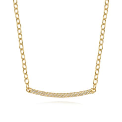 14K Yellow Gold Rope Diamond Bar Necklace