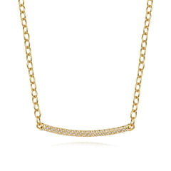 14K Yellow Gold Rope Diamond Bar Necklace
