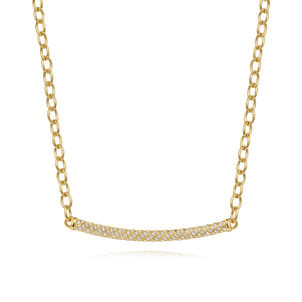 14K Yellow Gold Rope Diamond Bar Necklace