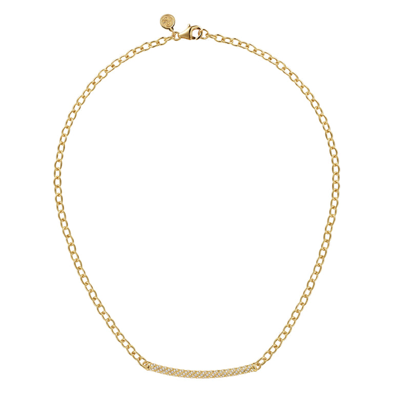 14K Yellow Gold Rope Diamond Bar Necklace - 0.35 ct - Shot 2