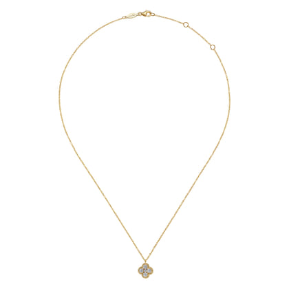 14K Yellow Gold Rope Diamond Pendant Necklace