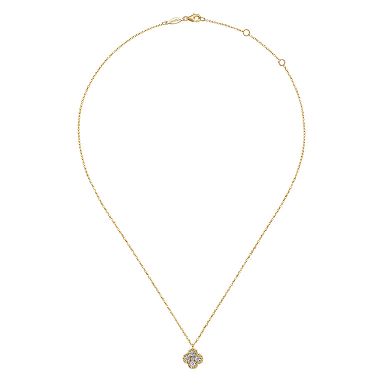 14K Yellow Gold Rope Diamond Pendant Necklace - 0.4 ct - Shot 2