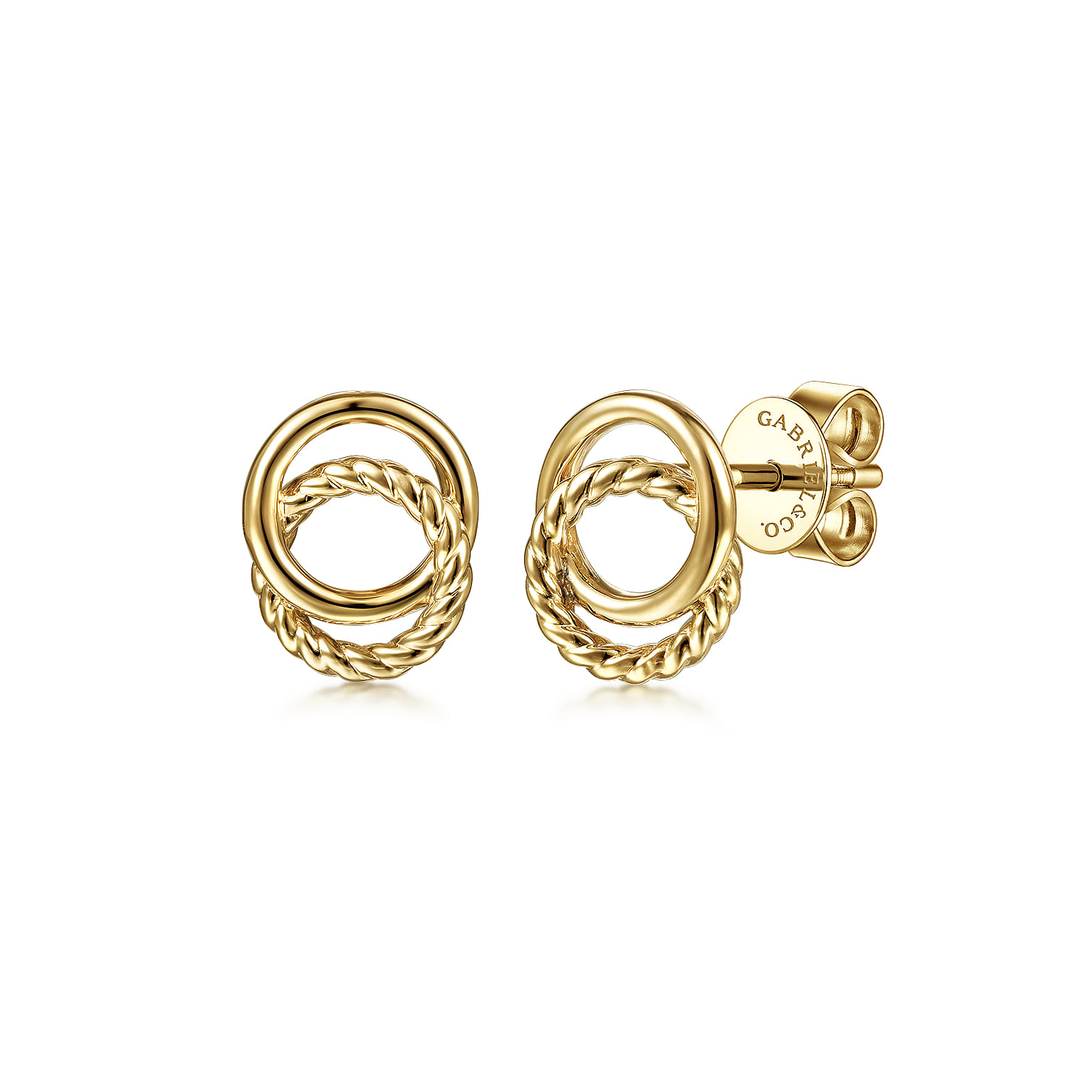 14K Yellow Gold Rope Stud Earrings - Shot 1