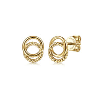 14K Yellow Gold Rope Stud Earrings
