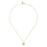 14K Yellow Gold Round A Initial Pendant Necklace with Diamonds - 0.04 ct