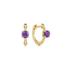 14K Yellow Gold Round Amethyst Bujukan Huggies