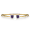 14K Yellow Gold Round Amethyst and Diamond Halo Bujukan Bangle - 0.16 ct