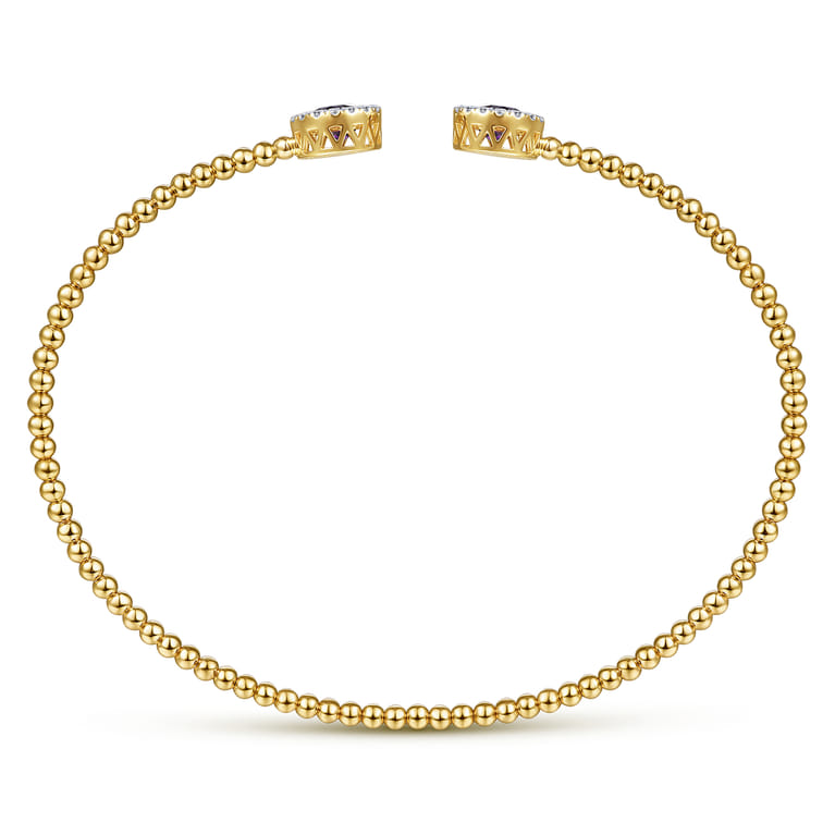14K Yellow Gold Round Amethyst and Diamond Halo Bujukan Bangle - 0.16 ct - Shot 3