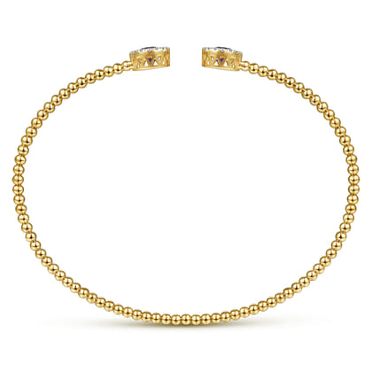 14K Yellow Gold Round Amethyst and Diamond Halo Bujukan Bangle