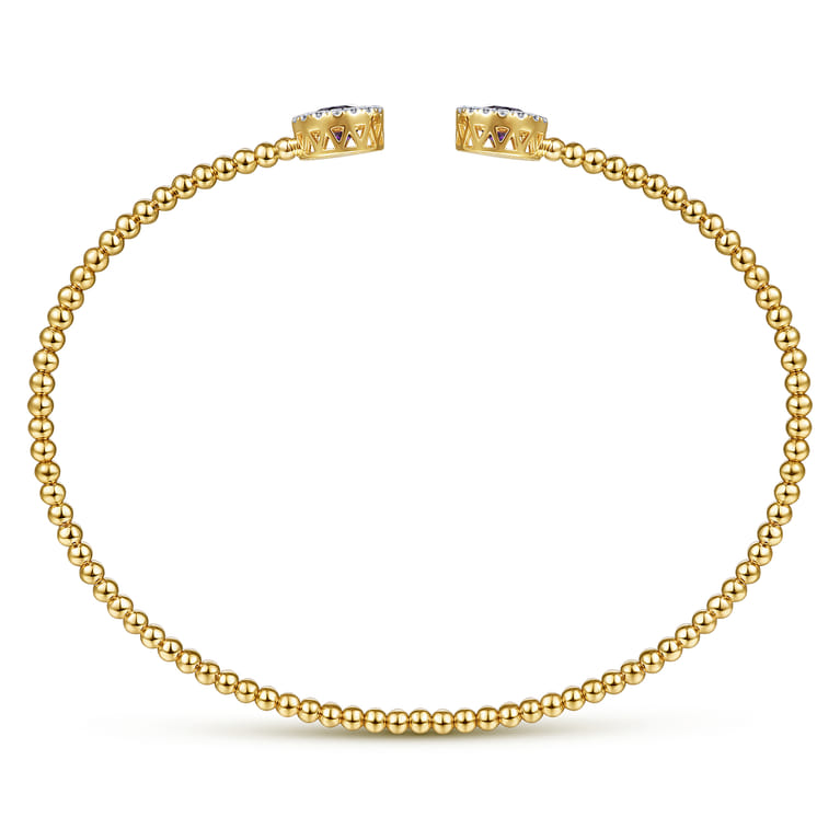 14K Yellow Gold Round Amethyst and Diamond Halo Bujukan Bangle - 0.16 ct - Shot 3