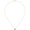 14K Yellow Gold Round Amethyst and Diamond Halo Pendant Necklace - 0.07 ct