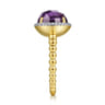 14K Yellow Gold Round Amethyst and Diamond Halo Ring - 0.14 ct