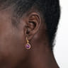 14K Yellow Gold Round Amethysts with Diamond Halo Earrings - 0.3 ct