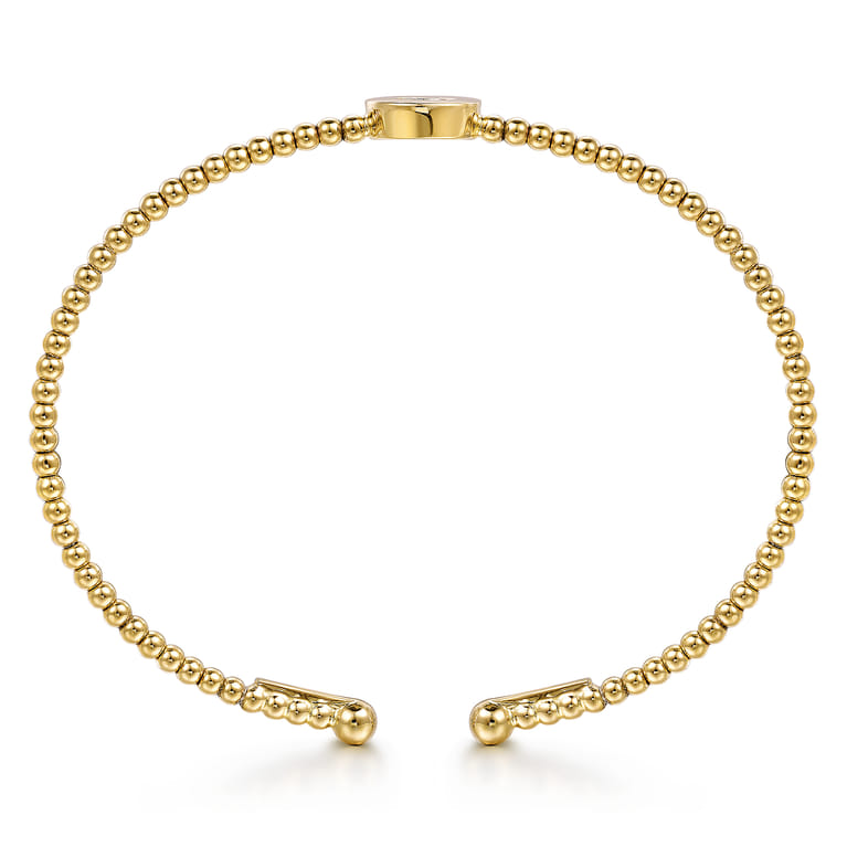 14K Yellow Gold Round B Initial Diamond Bujukan Cuff Bracelet - 0.05 ct - Shot 3