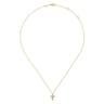 14K Yellow Gold Round Bezel Set Diamond Cross Pendant Necklace - 0.1 ct