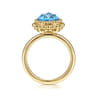 14K Yellow Gold Round Blue Topaz Bezel Set Ring with Bujukan Bead Halo