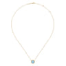 14K Yellow Gold Round Blue Topaz Pendant Necklace with Bujukan Bead Halo