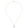 14K Yellow Gold Round Blue Topaz Pendant Necklace