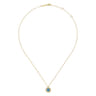 14K Yellow Gold Round Blue Topaz and Twisted Rope Pendant Necklace