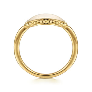14K Yellow Gold Round Bujukan Frame Engravable Ring
