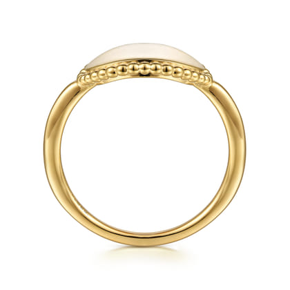 14K Yellow Gold Round Bujukan Frame Engravable Ring