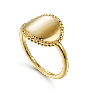 14K Yellow Gold Round Bujukan Frame Engravable Ring