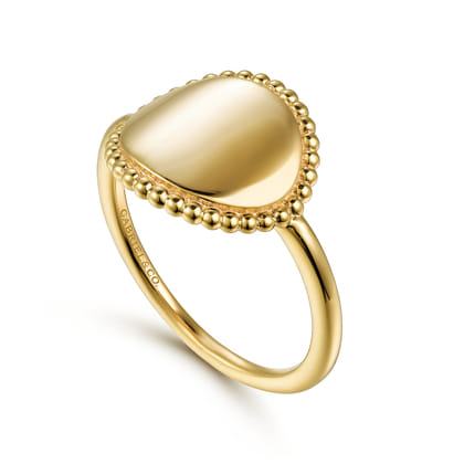 14K Yellow Gold Round Bujukan Frame Engravable Ring