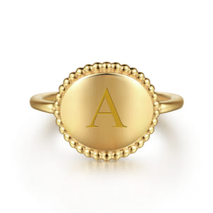 14K Yellow Gold Round Bujukan Frame Engravable Ring