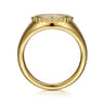 14K Yellow Gold Round Bujukan Signet Ring with Diamond Starburst - 0.03 ct