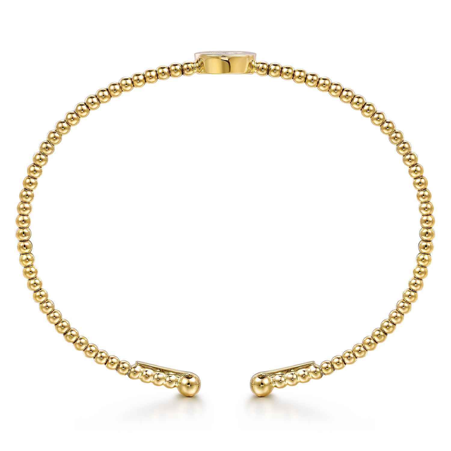 14K Yellow Gold Round C Initial Diamond Bujukan Cuff Bracelet - 0.03 ct - Shot 3