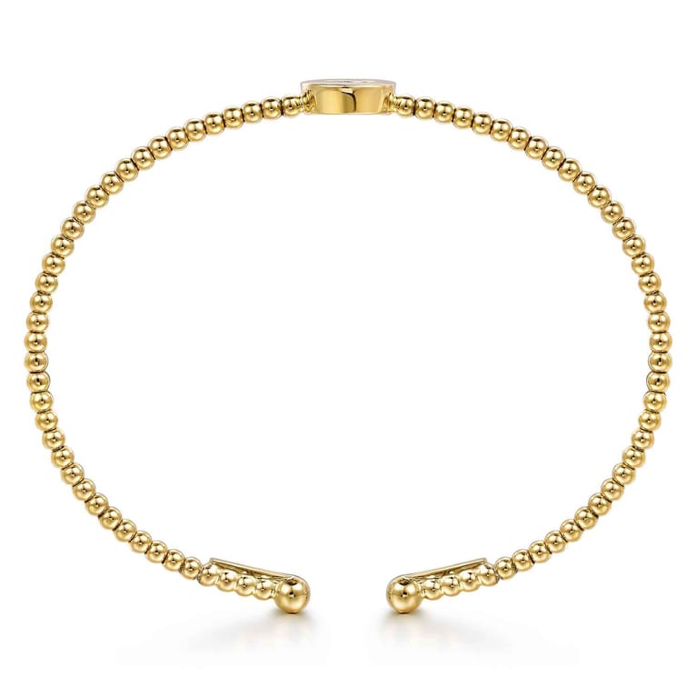 14K Yellow Gold Round C Initial Diamond Bujukan Cuff Bracelet - 0.03 ct - Shot 3