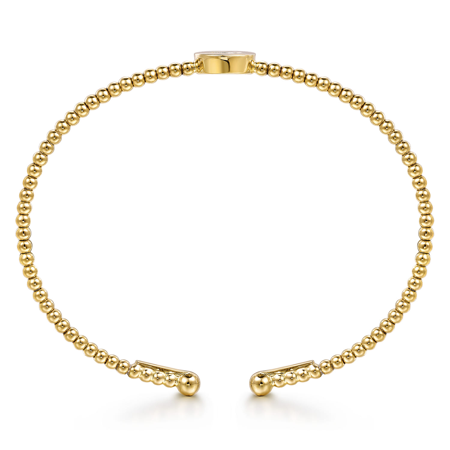 14K Yellow Gold Round C Initial Diamond Bujukan Cuff Bracelet - 0.04 ct - Shot 3