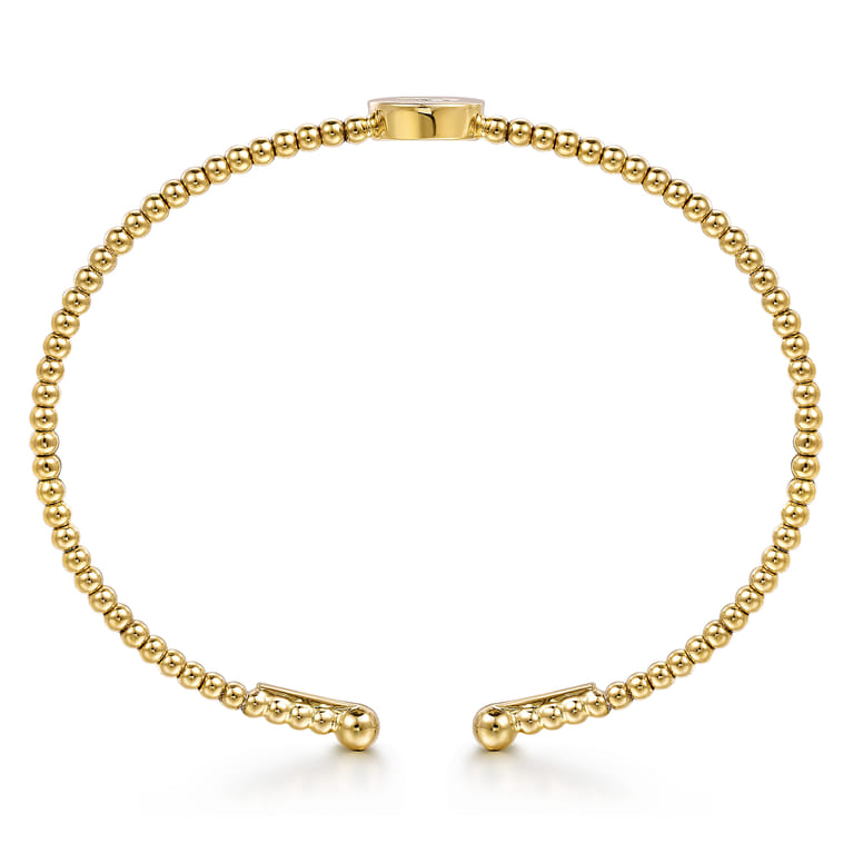 14K Yellow Gold Round C Initial Diamond Bujukan Cuff Bracelet - 0.04 ct - Shot 3