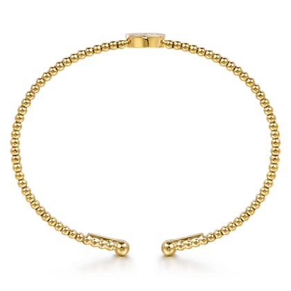 14K Yellow Gold Round C Initial Diamond Bujukan Cuff Bracelet