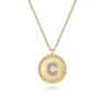 14K Yellow Gold Round C Initial Pendant Necklace with Diamonds - 0.04 ct