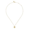 14K Yellow Gold Round C Initial Pendant Necklace with Diamonds - 0.04 ct
