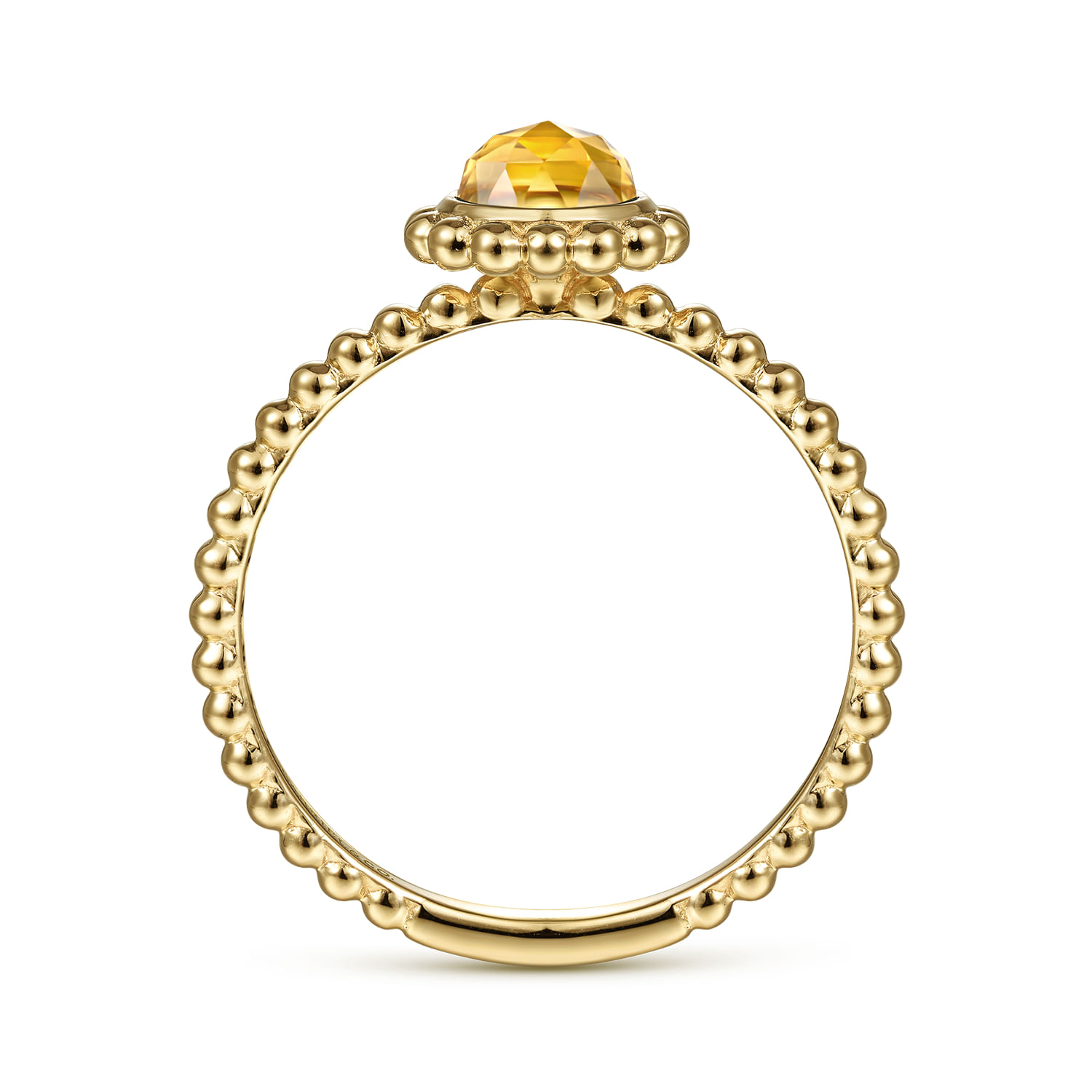 14K Yellow Gold Round Citrine Bujukan Beaded Ring