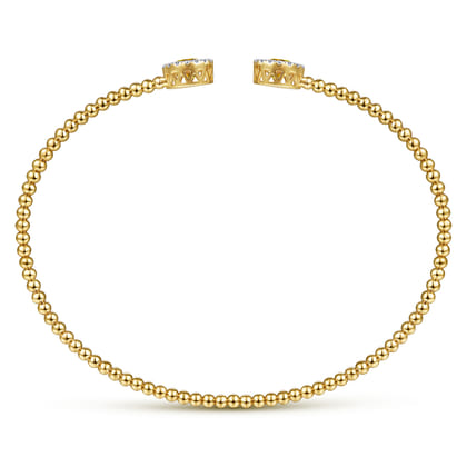 14K Yellow Gold Round Citrine and Diamond Halo Bujukan Bangle
