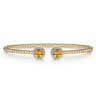 14K Yellow Gold Round Citrine and Diamond Halo Bujukan Bangle - 0.16 ct